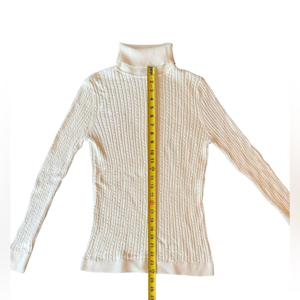 Talbots Cream Cable Knit Turtleneck Sweater Women’s Medium - Picture 4 of 8
